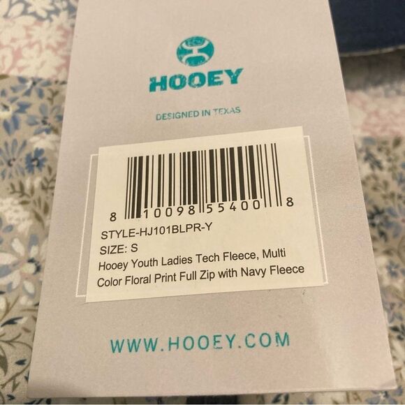 Hooey Tech Fleece Jacket Girls Youth Small Navy Floral Full Zip Soft Lightweight - Picture 6 of 8